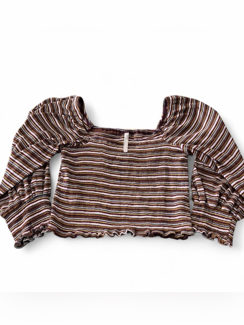 Anthropologie boho striped long sleeve crop top M